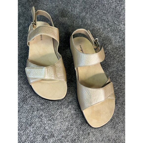 Easy Spirit Sandals Women's 8.5M Gold Leather Sandals Adjustable Ankle Straps - Picture 7 of 13